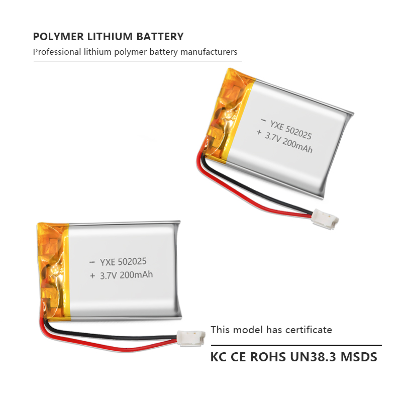 3.7 V Li-ion Battery 502025-200mah